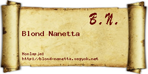 Blond Nanetta névjegykártya